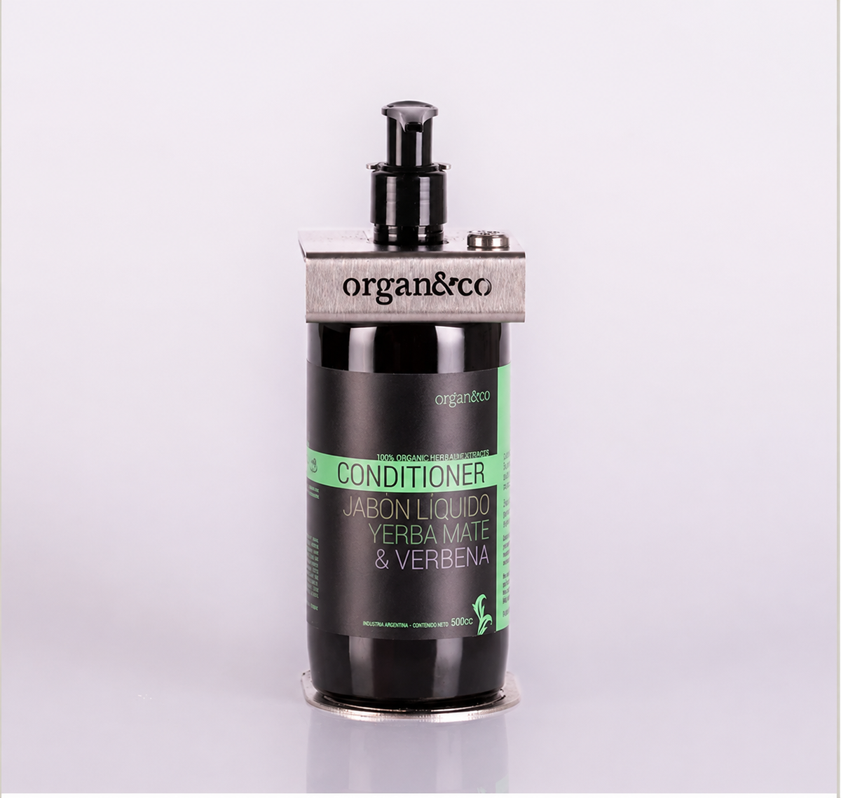 Acondicionador Soporte SIMPLE ACERO con botella de 500cc