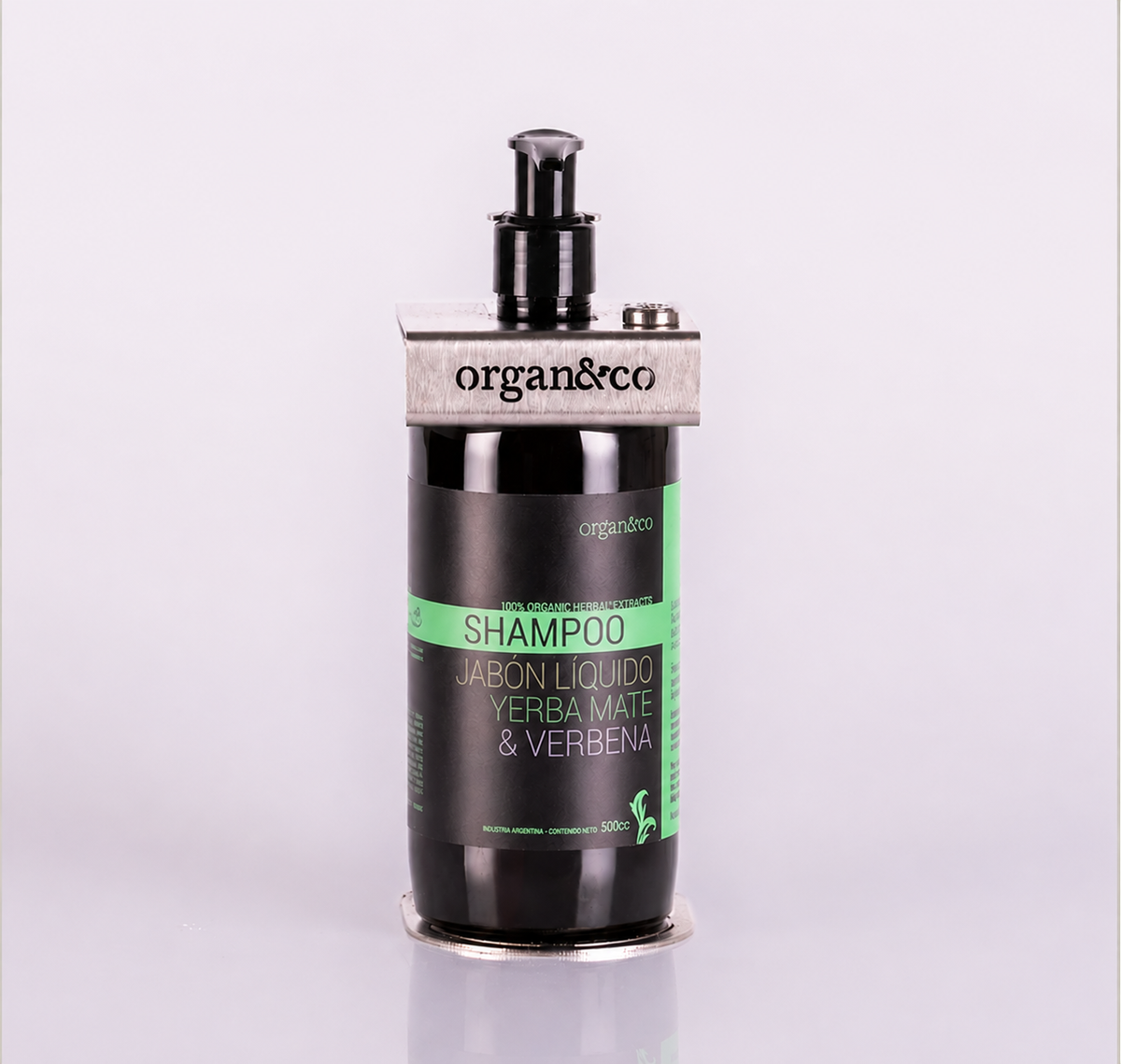 Shampoo Soporte SIMPLE ACERO con botella de 500cc