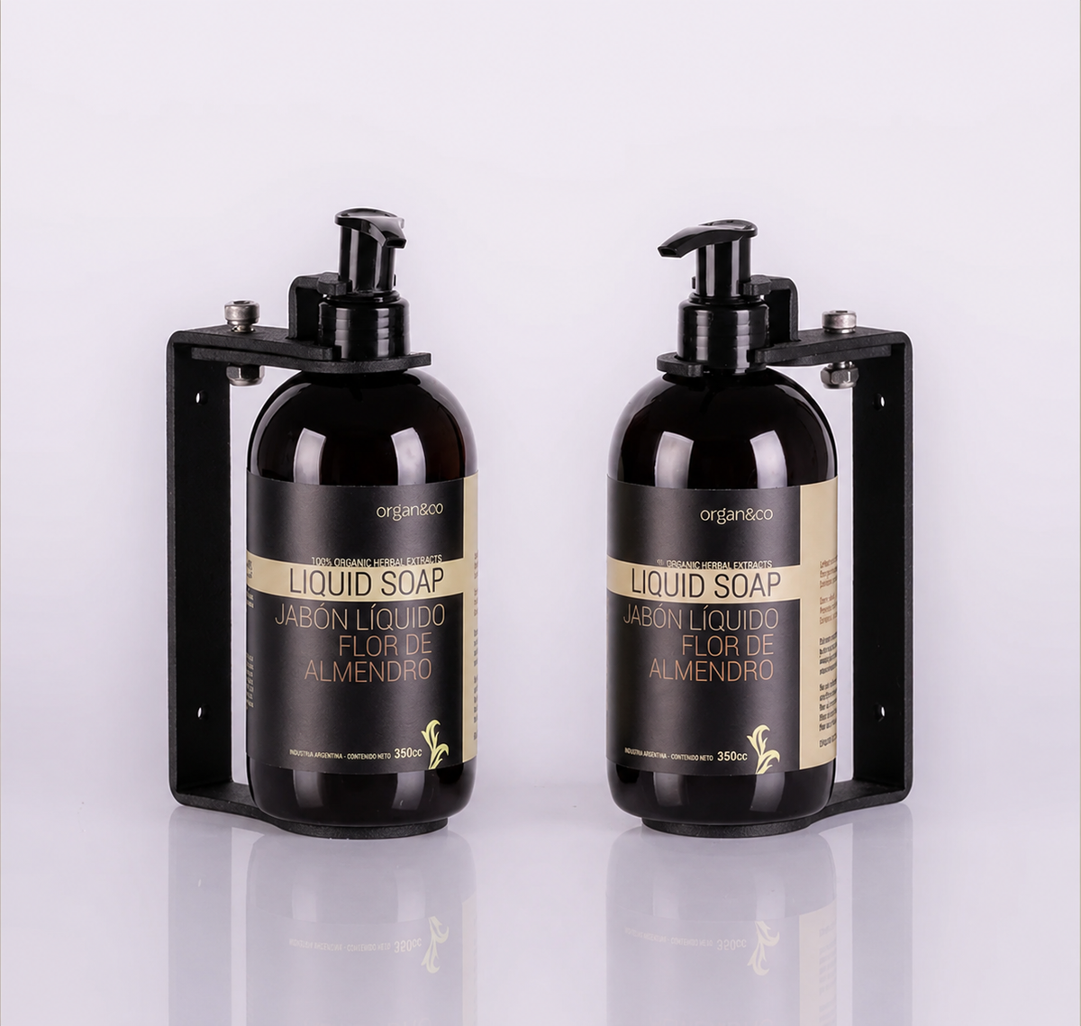 Jabón liquido Soporte SIMPLE GALVANIZADO NEGRO con botella de 350cc