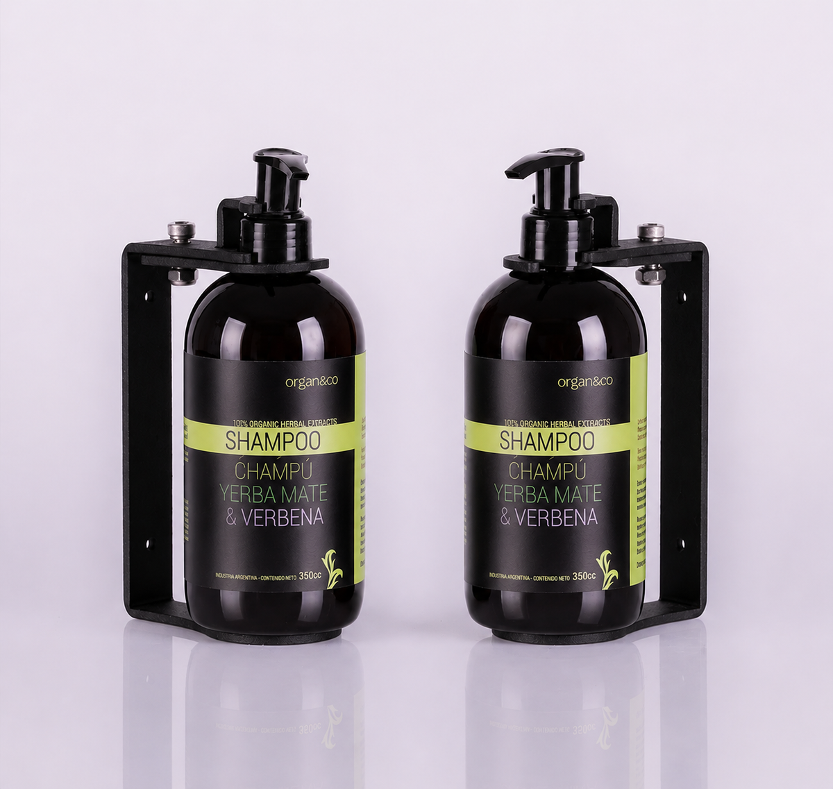 Shampoo Soporte SIMPLE GALVANIZADO NEGRO con botella de 350cc