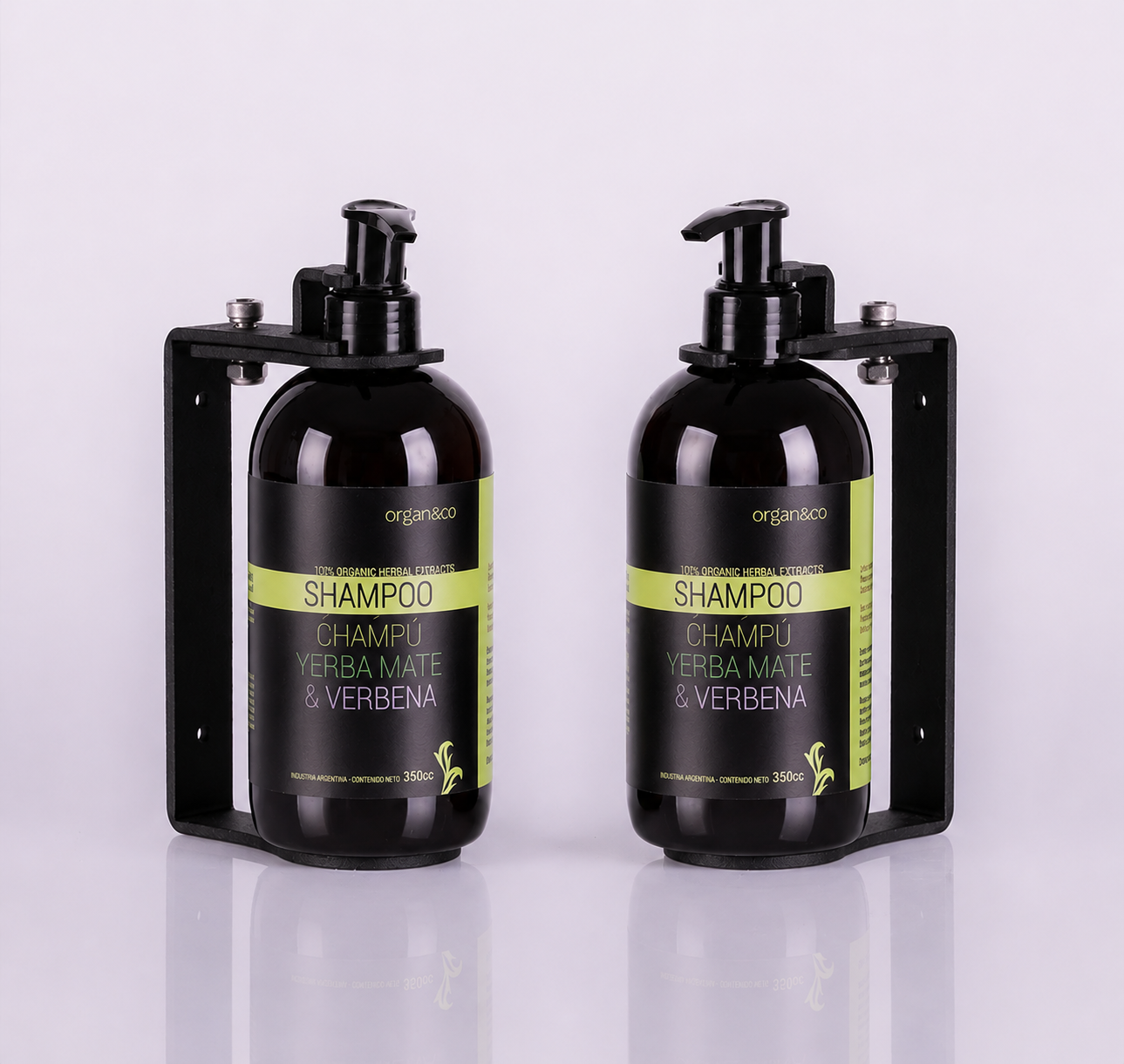 Shampoo Soporte SIMPLE GALVANIZADO NEGRO con botella de 350cc