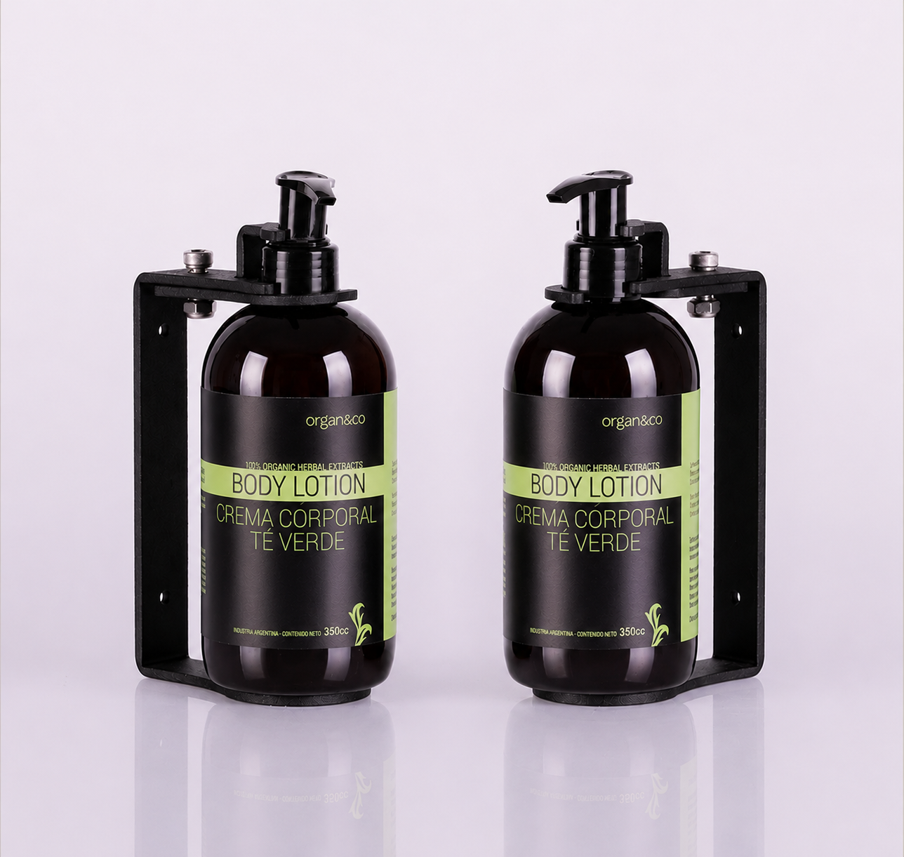 Crema corporal Soporte SIMPLE GALVANIZADO NEGRO con botella de 350cc
