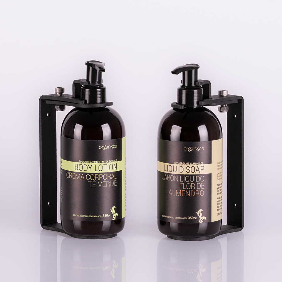 Shampoo Soporte SIMPLE GALVANIZADO NEGRO con botella de 350cc